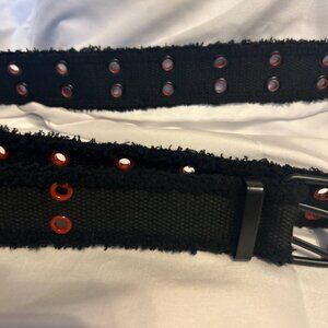 Belt Punk Emo Skater Biker Rivets Studs Black & Red w/Buckle 43-46" long large